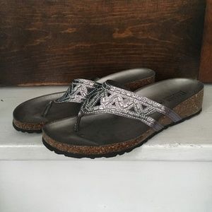 Dressy wedge thong sandals